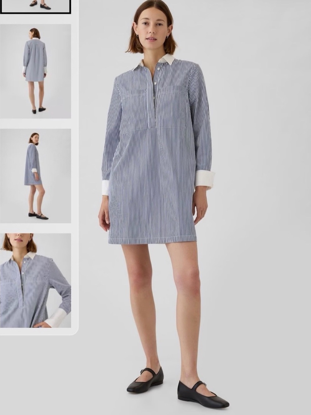 GAP Blue and White Striped Shirt Mini Dress.